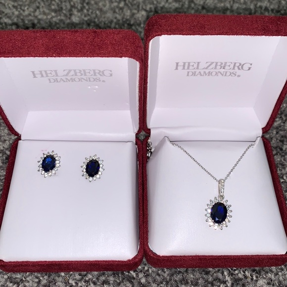 Helzberg blue saphire and white Diamond set - Picture 3 of 3
